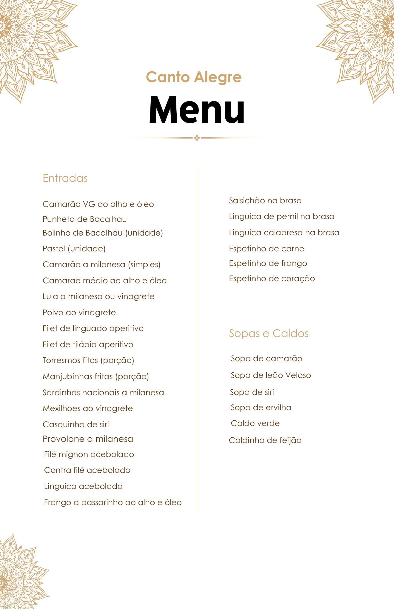 Cardápio, página 1